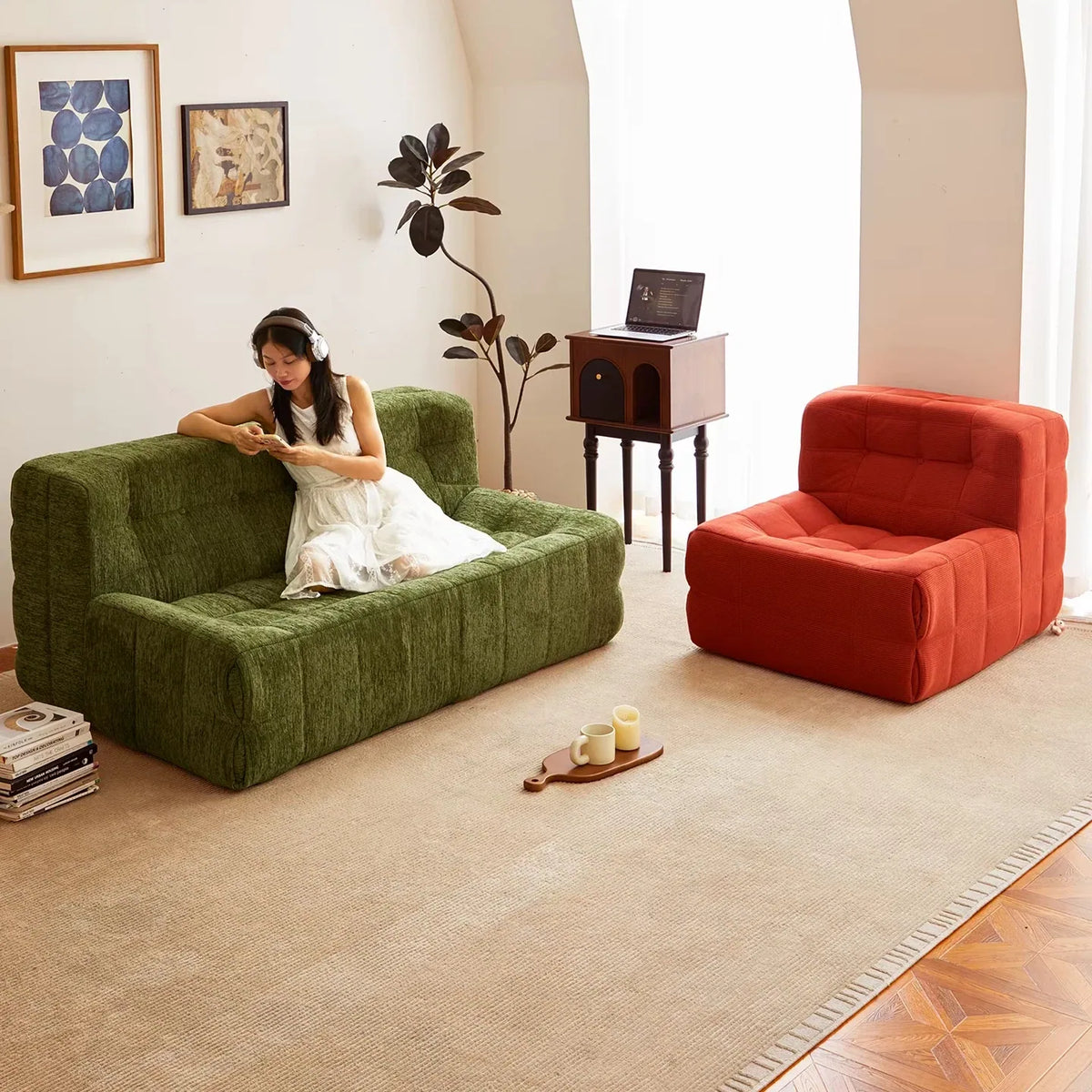 Canapé Modulaire Sans Cadre en Velours