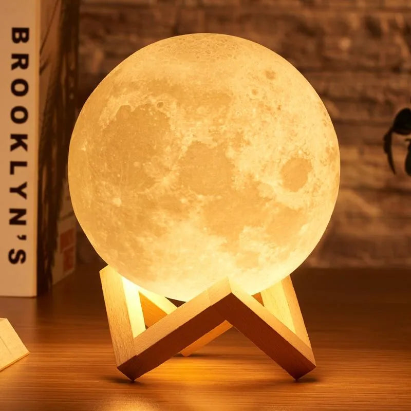 Lampe De Table Lune 3D Rechargeable